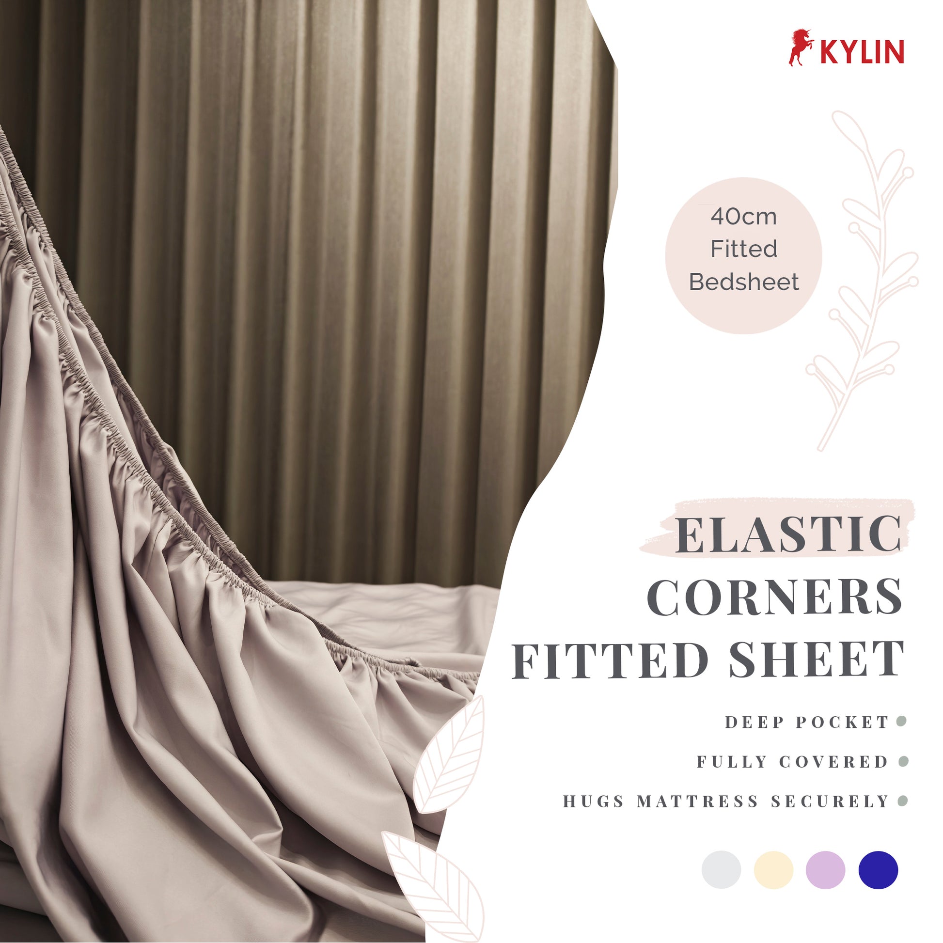 KYLIN Ice Silk-like Cooling Bedsheet 5in1 Fitted Sheet with Comforter