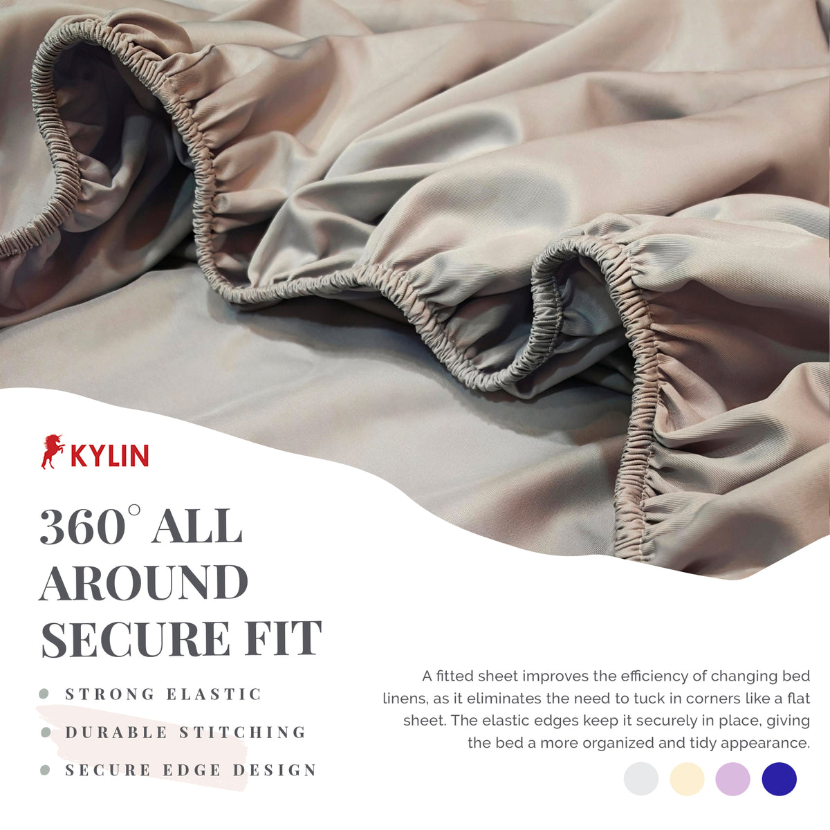 KYLIN Ice Silk-like Cooling Bedsheet 5in1 Fitted Sheet with Comforter