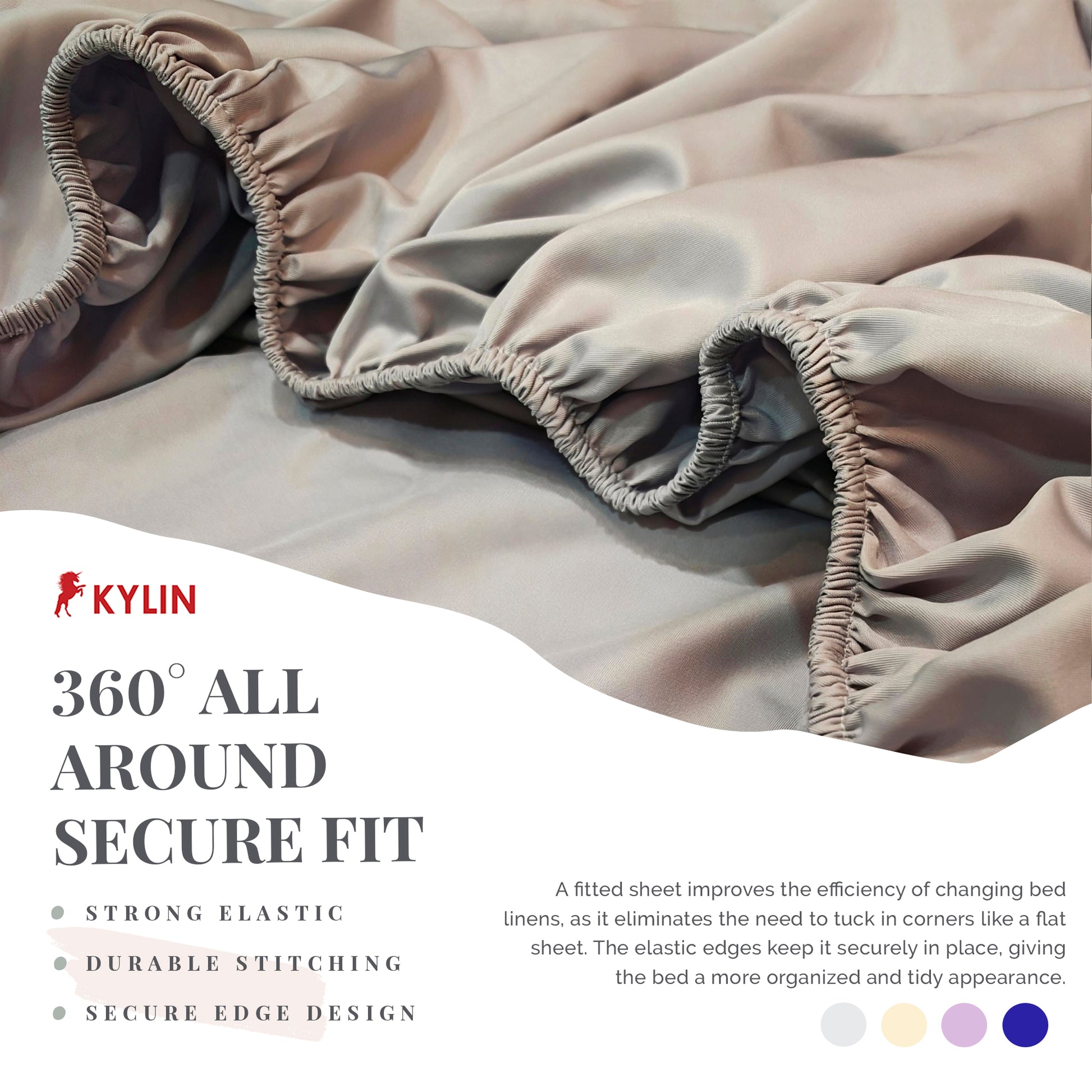 KYLIN Ice Silk-like Cooling Bedsheet 5in1 Fitted Sheet with Comforter