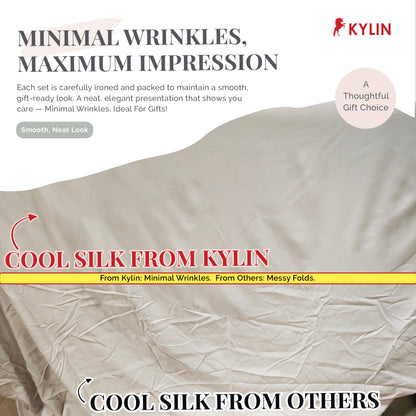 KYLIN Ice Silk-like Cooling Bedsheet 5in1 Fitted Sheet with Comforter