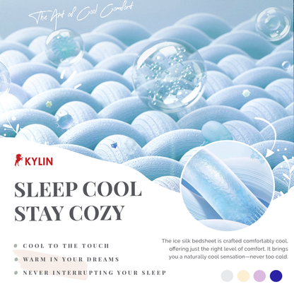 KYLIN Ice Silk-like Cooling Bedsheet 5in1 Fitted Sheet with Comforter