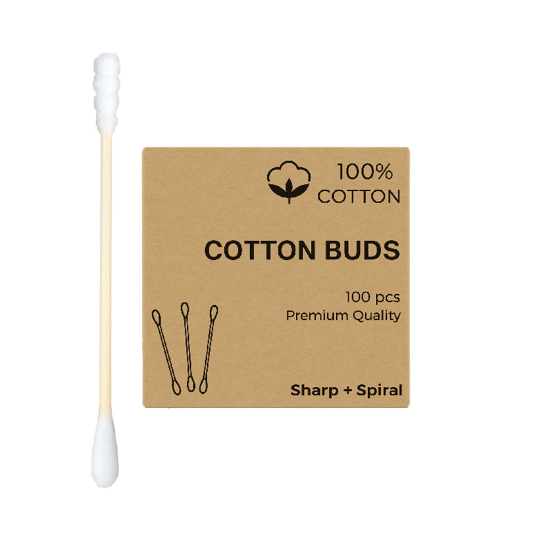 Dual-Tip Wooden Stick Cotton Buds - 4 Design Head Types