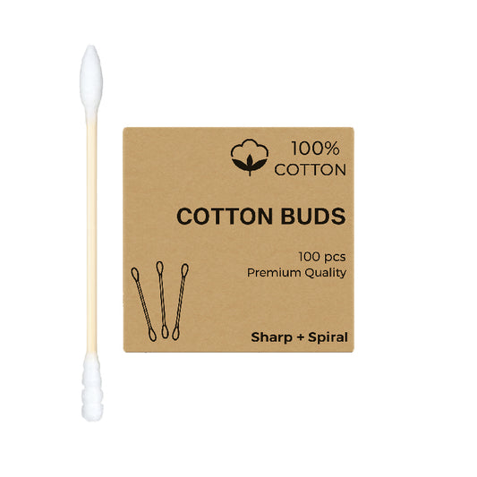 Dual-Tip Wooden Stick Cotton Buds - 4 Design Head Types